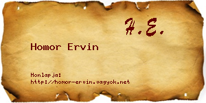 Homor Ervin névjegykártya
